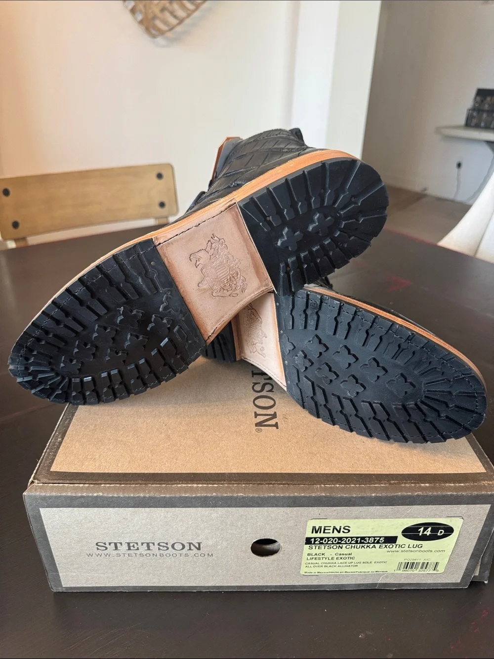 Stetson Black Alligator Leather Chukka Boots with Tan Welt
